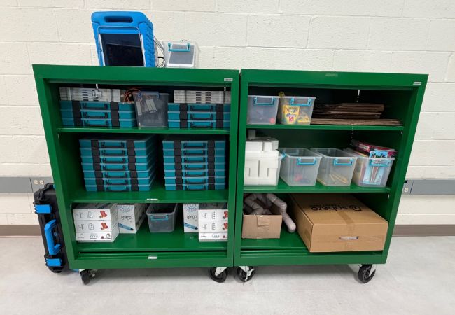 Cabinet of coding, robotics, and circuit kits